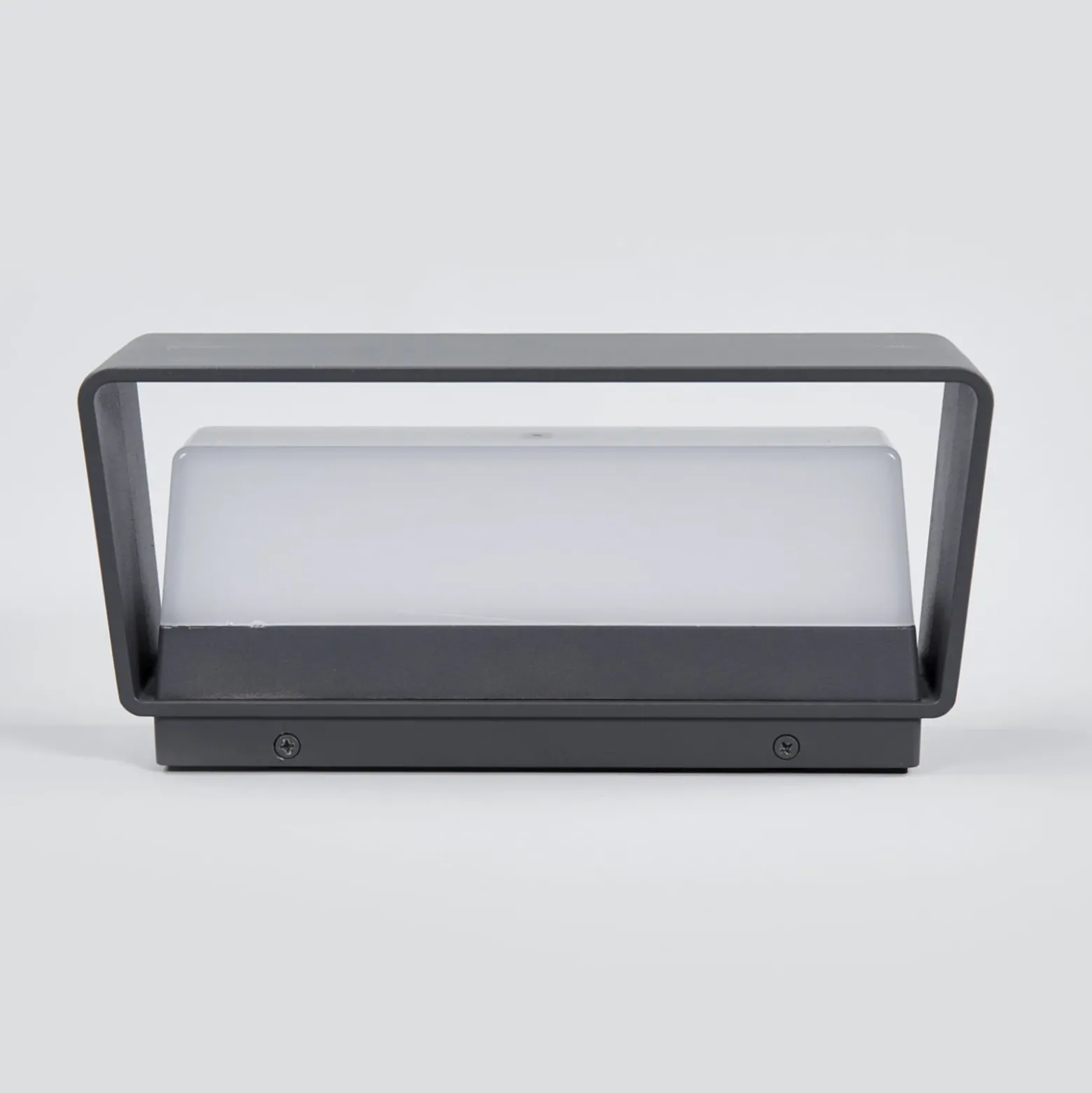 Lucande Aplique de exterior LED Midvig, gris oscuro, angular, IP65