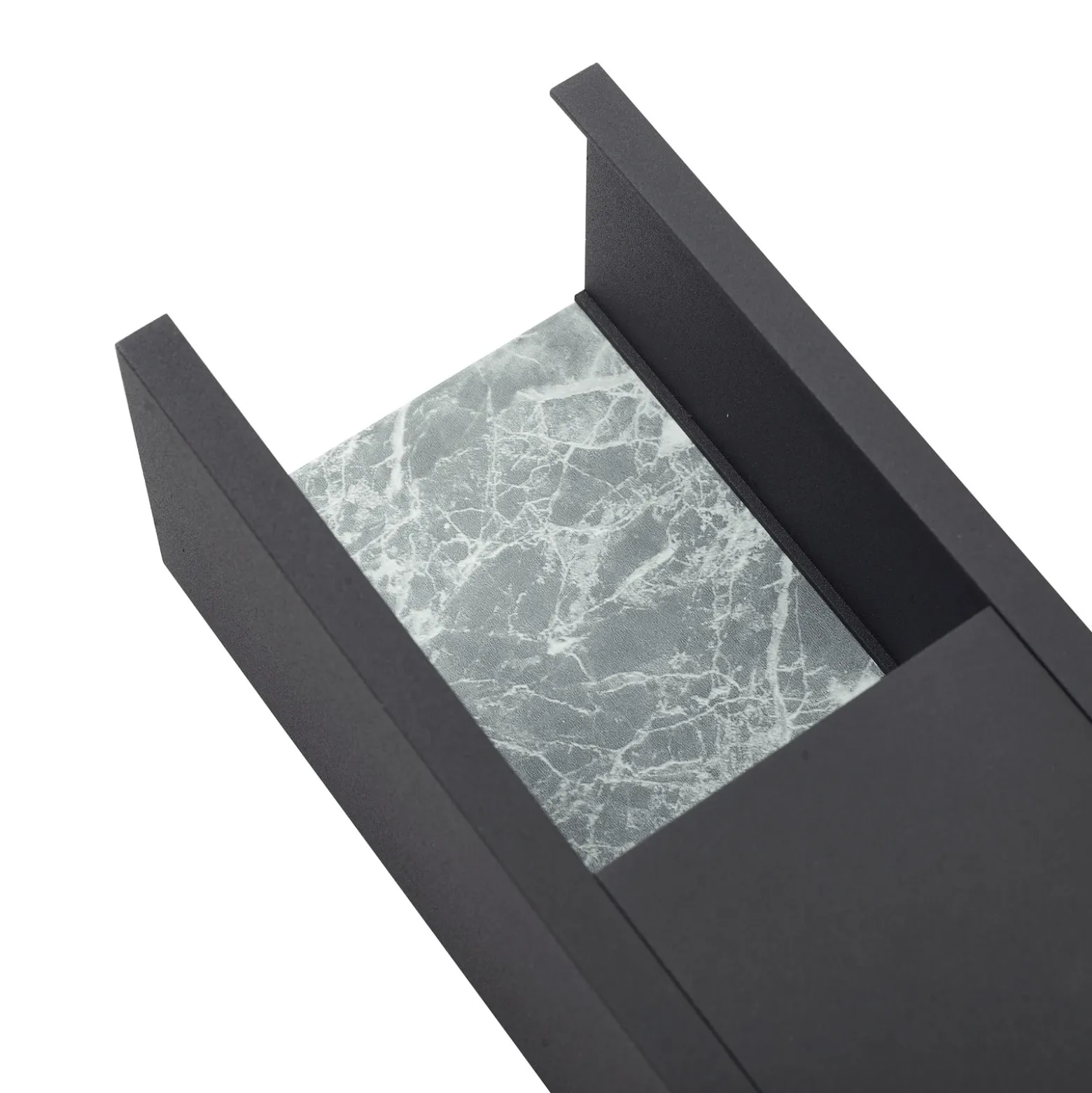 Lucande Aplique de exterior LED Lavrin, negro/mármol, aluminio