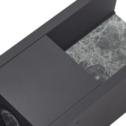 Lucande Aplique de exterior LED Lavrin, negro/mármol, aluminio