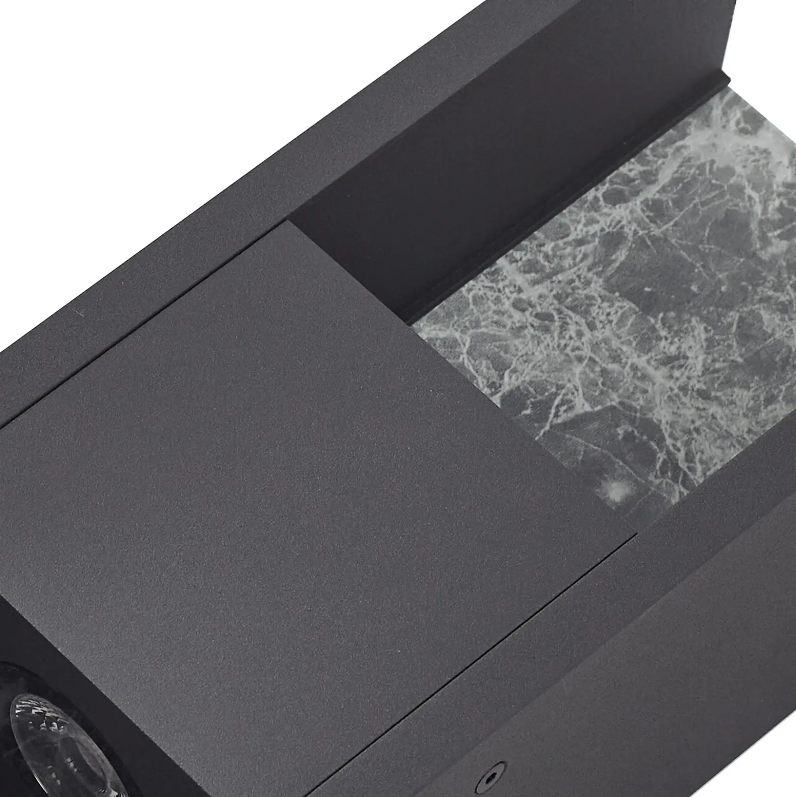 Lucande Aplique de exterior LED Lavrin, negro/mármol, aluminio