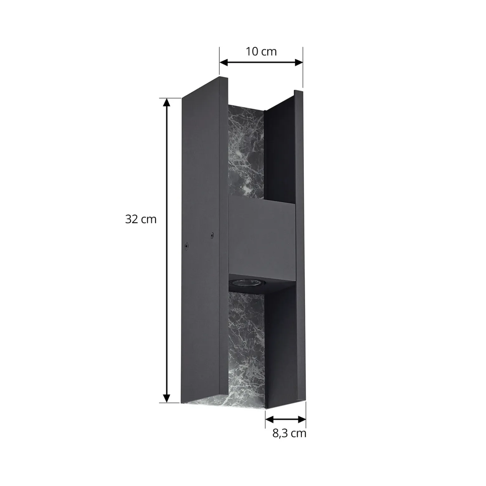 Lucande Aplique de exterior LED Lavrin, negro/mármol, aluminio