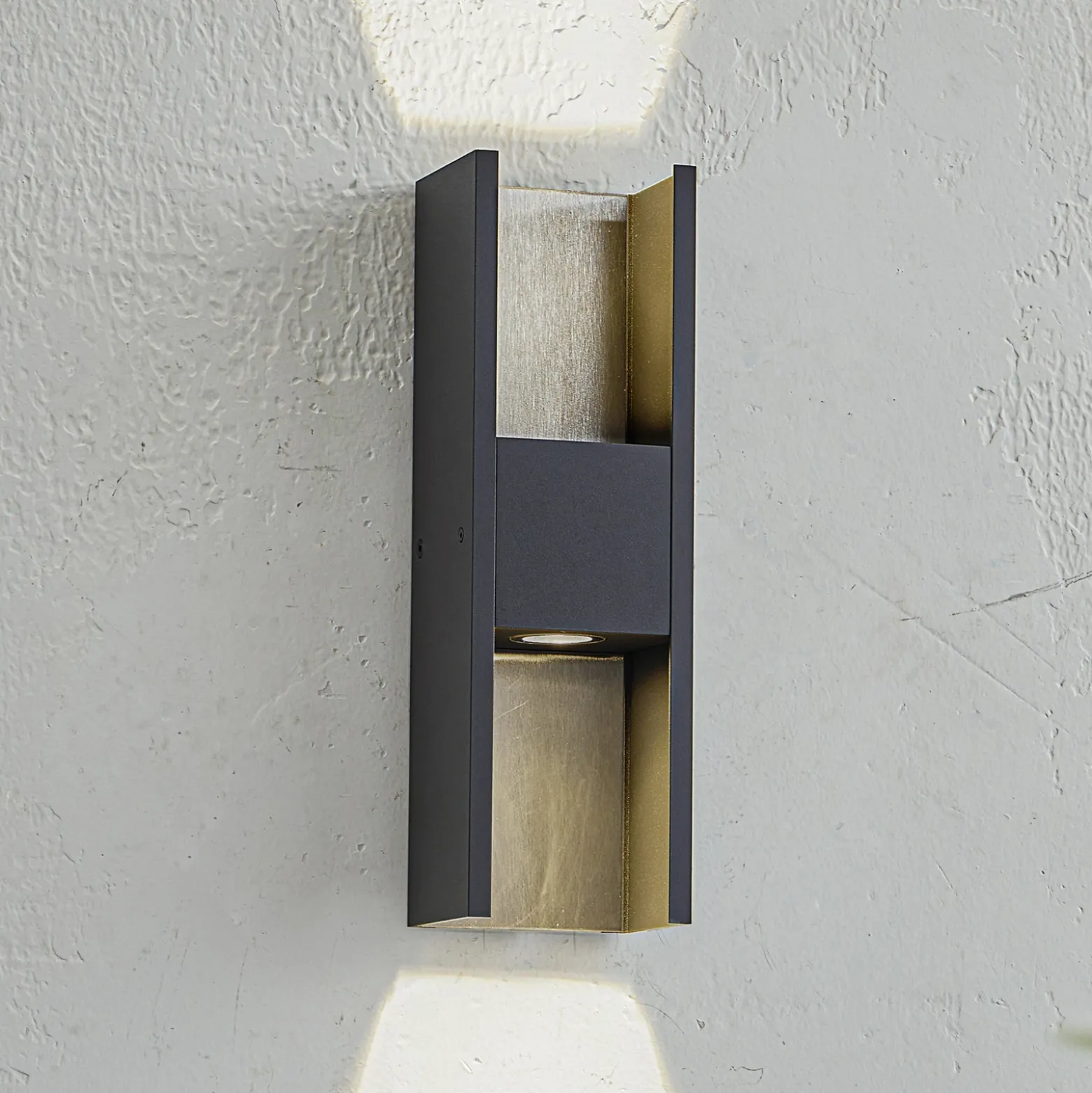Lucande Aplique de exterior LED Lavrin, negro/gris, aluminio