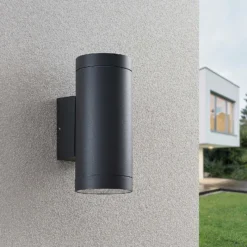 Lucande aplique de exterior Thomke, 2 luces, antracita, aluminio