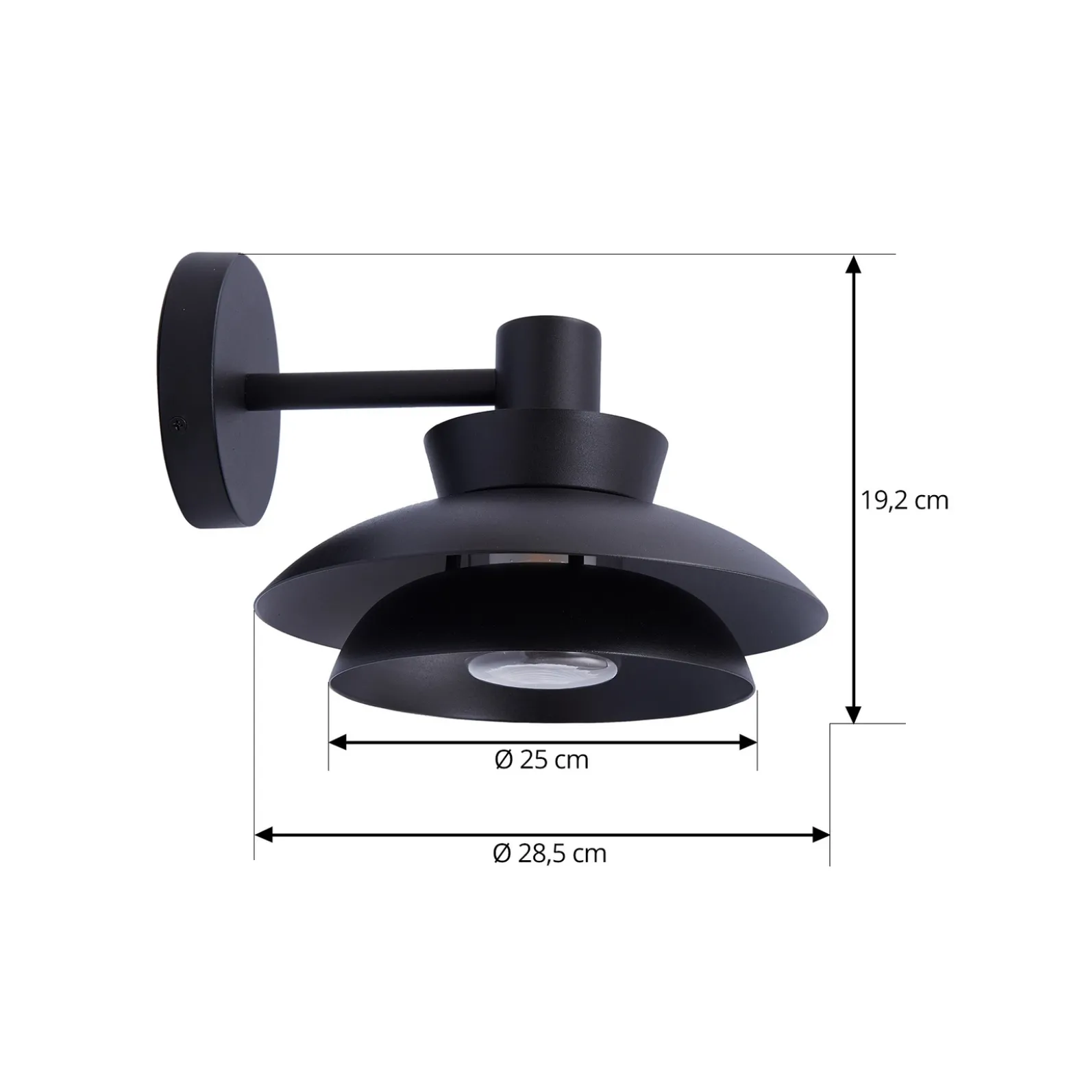 Lucande Aplique de exterior Thais, negro, metal, Ø 25 cm