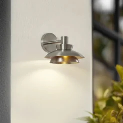 Lucande Aplique de exterior Thais, acero inoxidable, Ø 25 cm