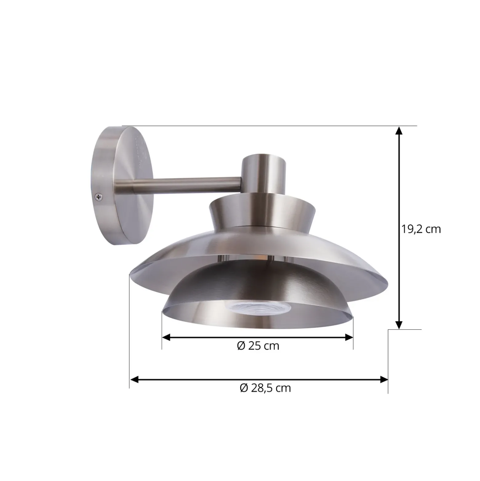Lucande Aplique de exterior Thais, acero inoxidable, Ø 25 cm