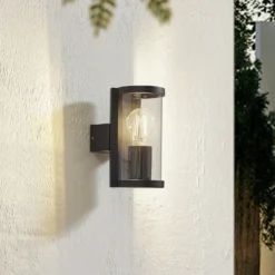Lucande aplique de exterior Zanta, altura 19,7 cm, IP65, negro
