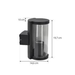 Lucande aplique de exterior Zanta, altura 19,7 cm, IP65, negro