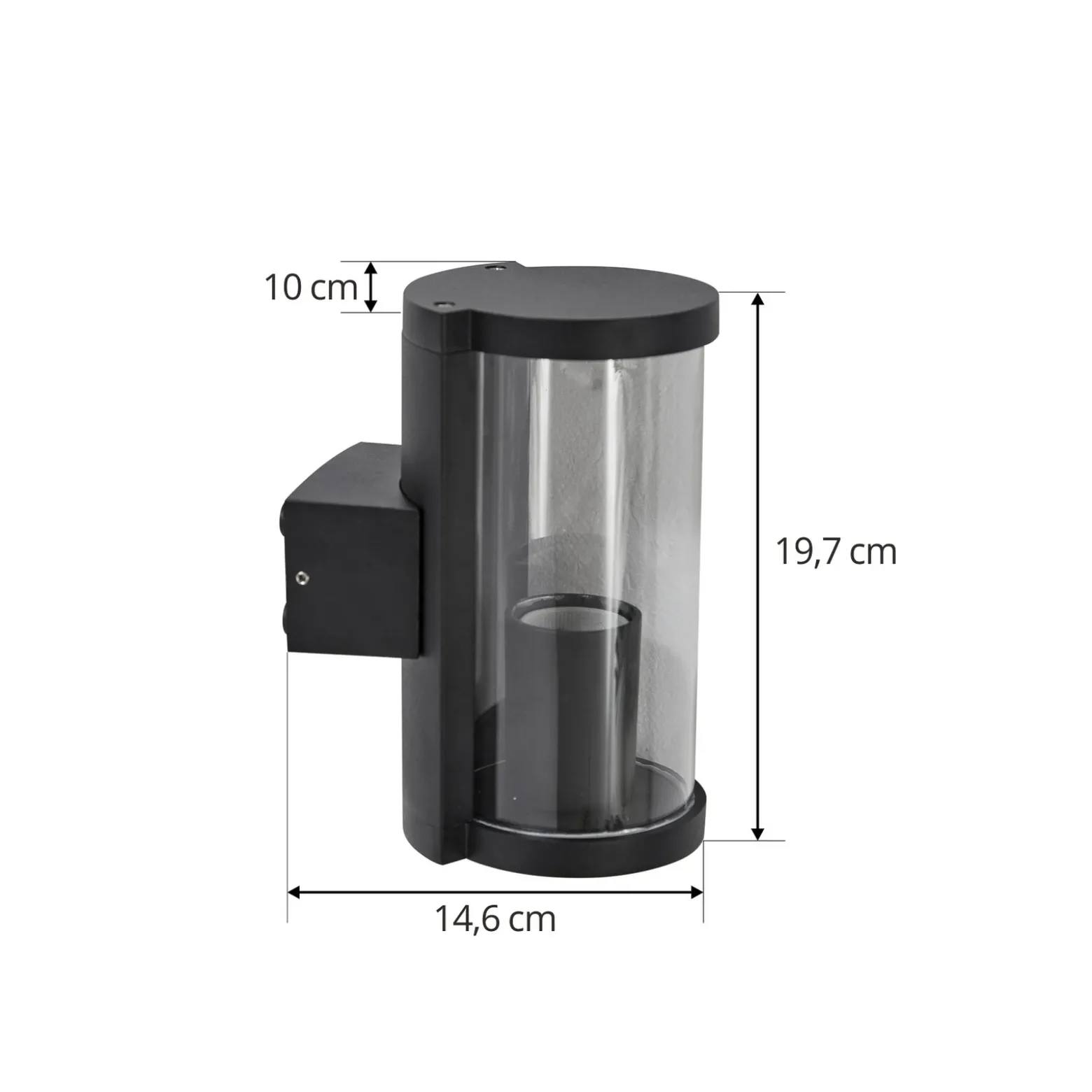 Lucande aplique de exterior Zanta, altura 19,7 cm, IP65, negro