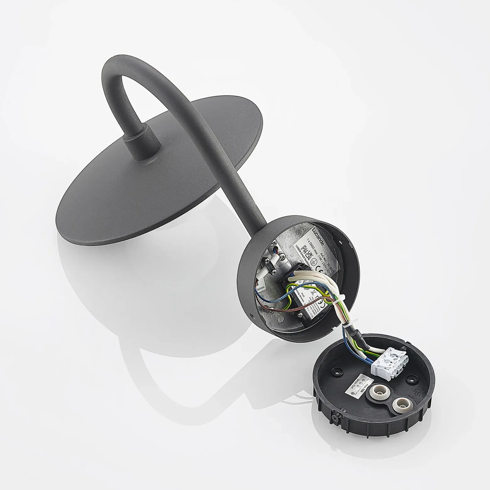 Lucande aplique de exterior Zamalino, 31 cm, antracita, sensor