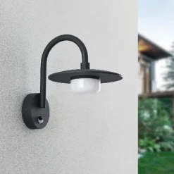 Lucande aplique de exterior Zamalino, 31 cm, antracita, sensor
