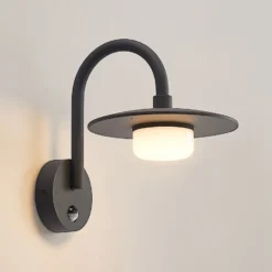 Lucande aplique de exterior Zamalino, 31 cm, antracita, sensor