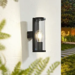 Lucande aplique de exterior Zanta, altura 28,2 cm, IP65, negro