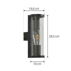Lucande aplique de exterior Zanta, altura 28,2 cm, IP65, negro