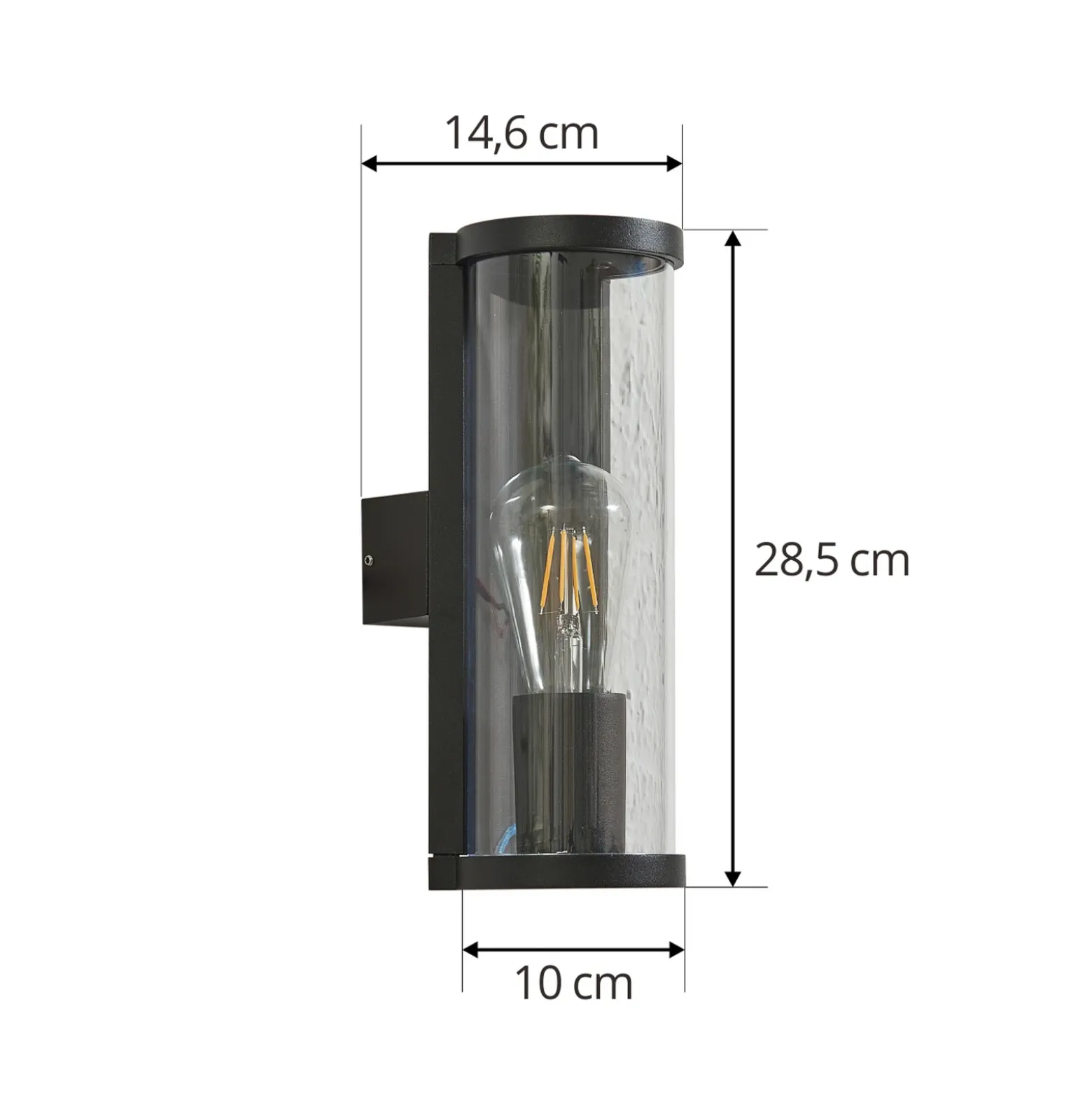 Lucande aplique de exterior Zanta, altura 28,2 cm, IP65, negro