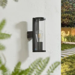 Lucande aplique de exterior Zanta, altura 28,2 cm, IP65, negro