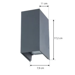 Lucande aplique de pared LED Kimian, altura 17 cm, antracita, IP54