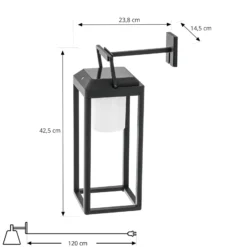 Lucande Aplique de pared LED Tilena, angular, negro, aluminio