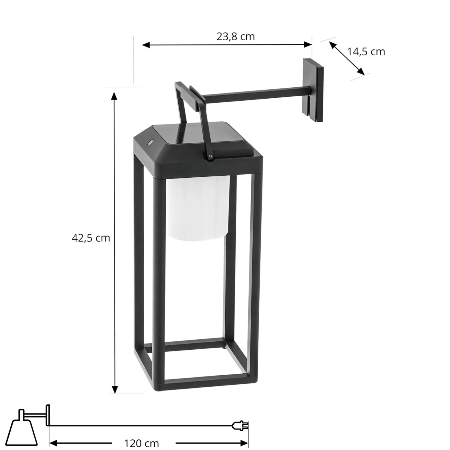 Lucande Aplique de pared LED Tilena, angular, negro, aluminio