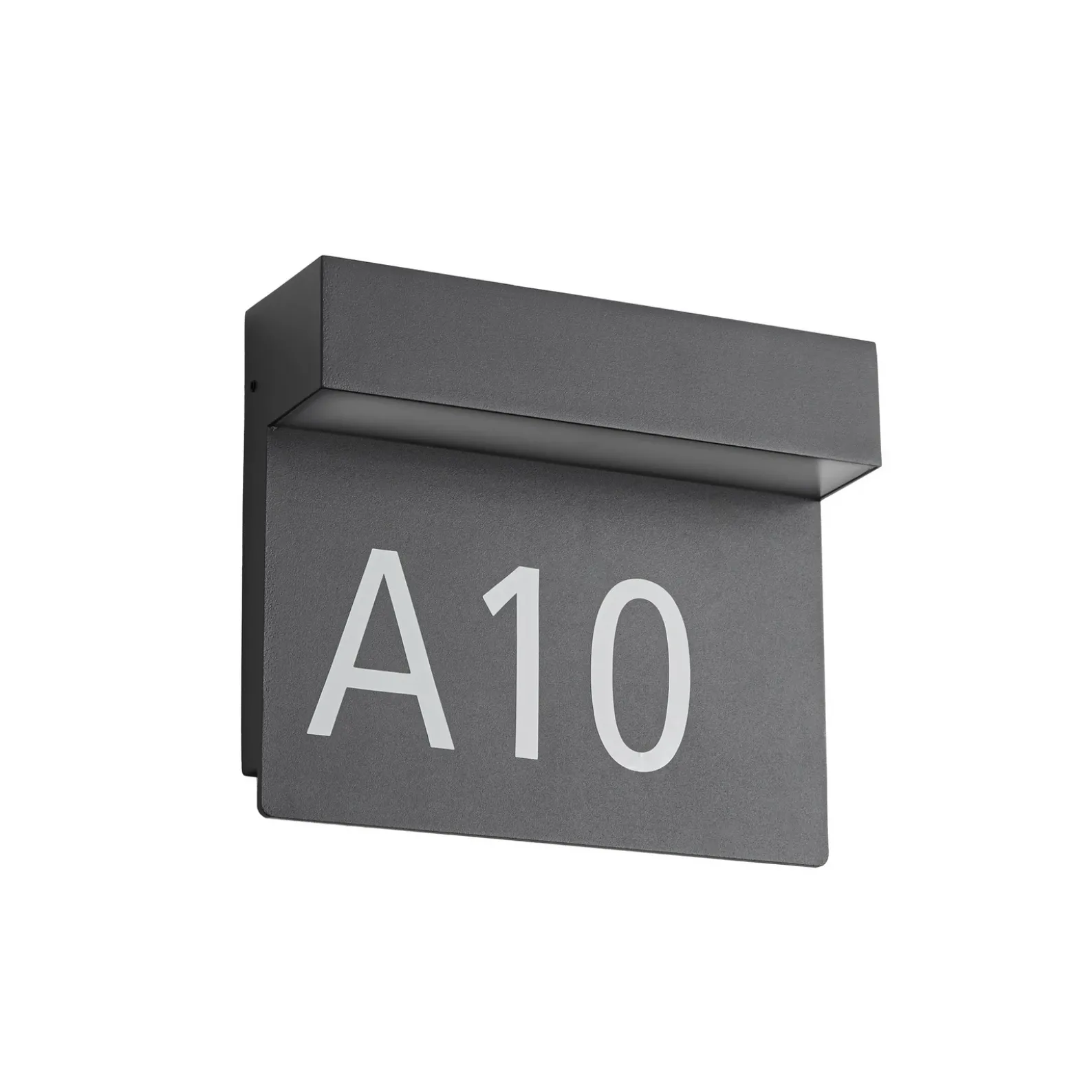 Lucande aplique LED con número de casa Kalero, sensor crepuscular, CCT