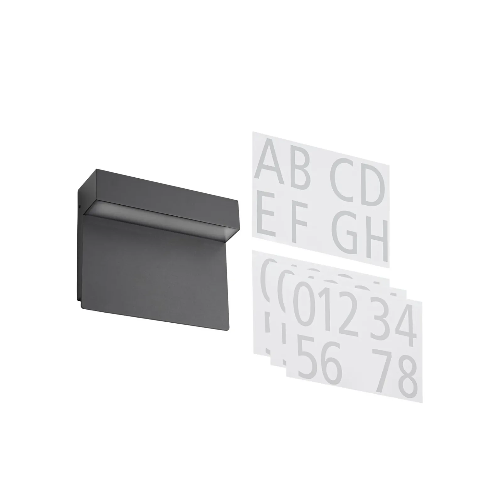 Lucande aplique LED con número de casa Kalero, sensor crepuscular, CCT