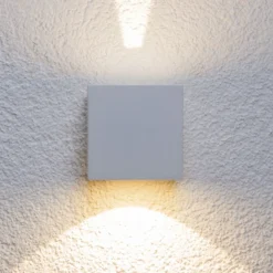 Lucande aplique LED para exterior Jarno, blanco, metal, 9 cm