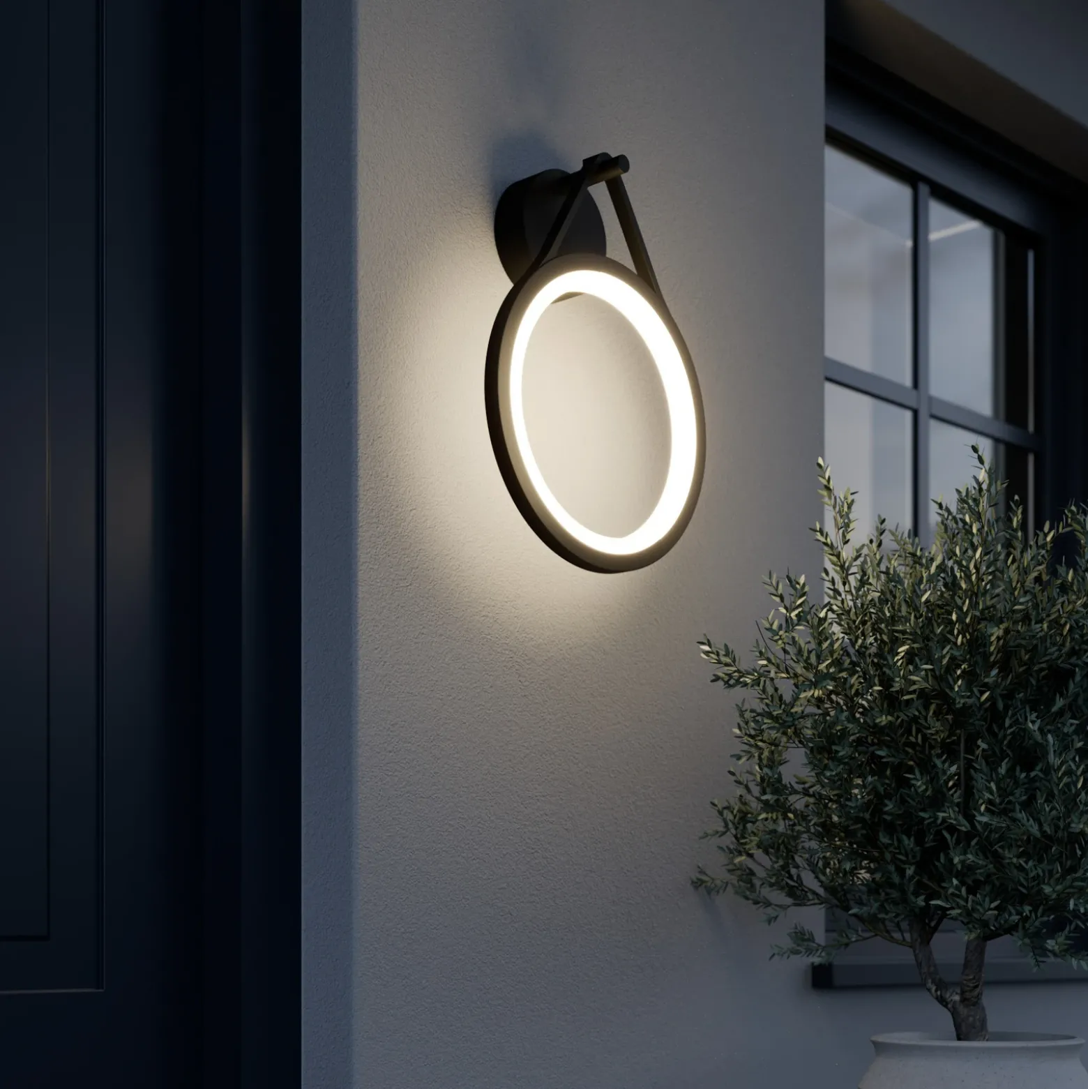 Lucande Aplique LED para exterior Mirco, 30 cm, negro, IP65
