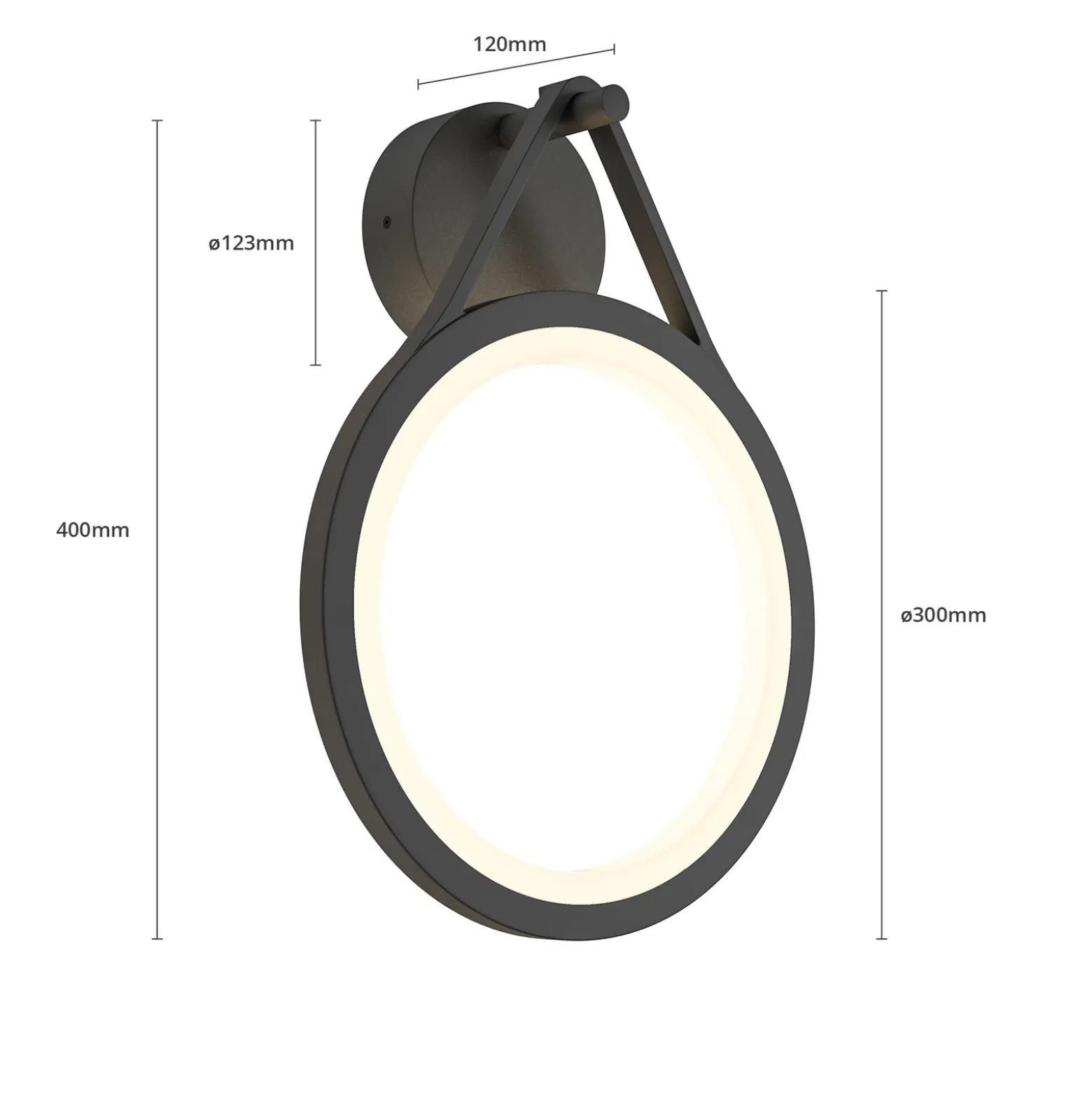 Lucande Aplique LED para exterior Mirco, 30 cm, negro, IP65