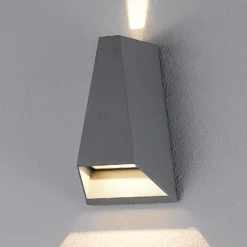 Lucande Aplique LED para exterior Jendrik, altura 17 cm, antracita