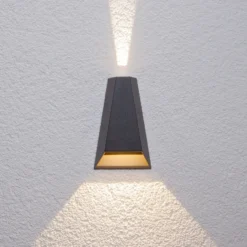 Lucande Aplique LED para exterior Jendrik, altura 17 cm, antracita