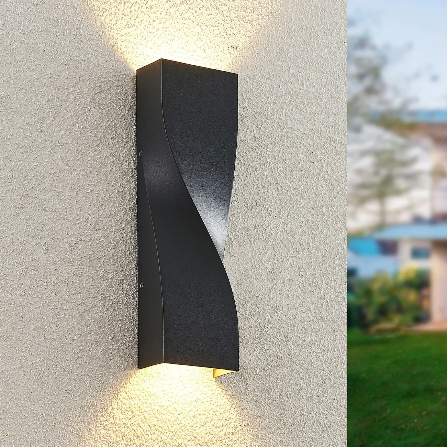 Lucande Aplique LED para exterior Tibelya, antracita, arriba/abajo, IP65