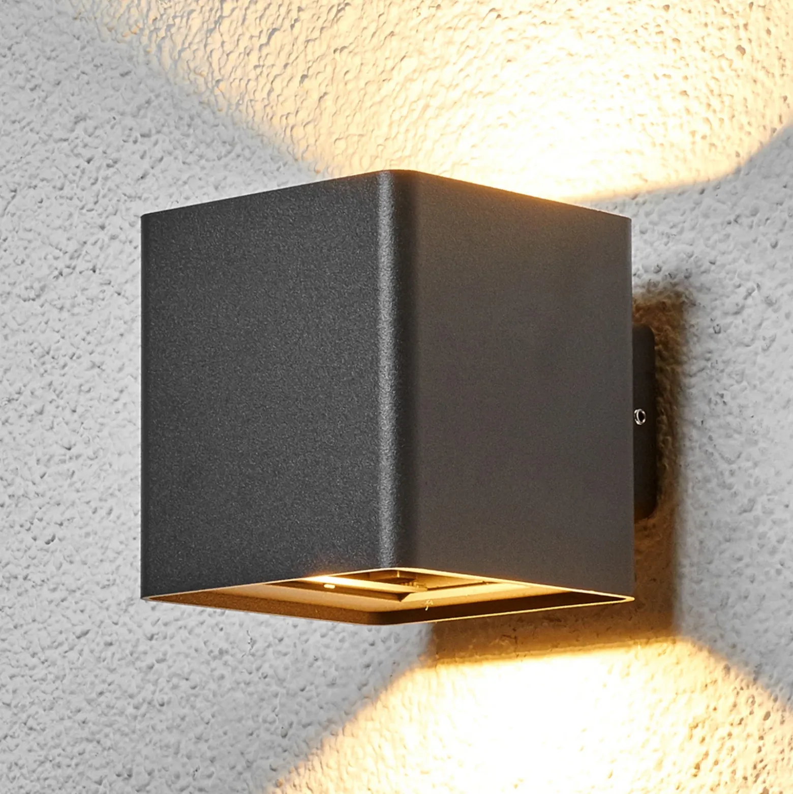 Lucande Aplique LED para exterior Aaron, antracita, IP54, arriba/abajo