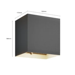 Lucande aplique LED para exterior Evie, 14 cm, antracita, arriba/abajo