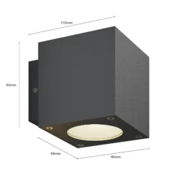 Lucande aplique LED para exterior Jarno, antracita, metal, 9 cm