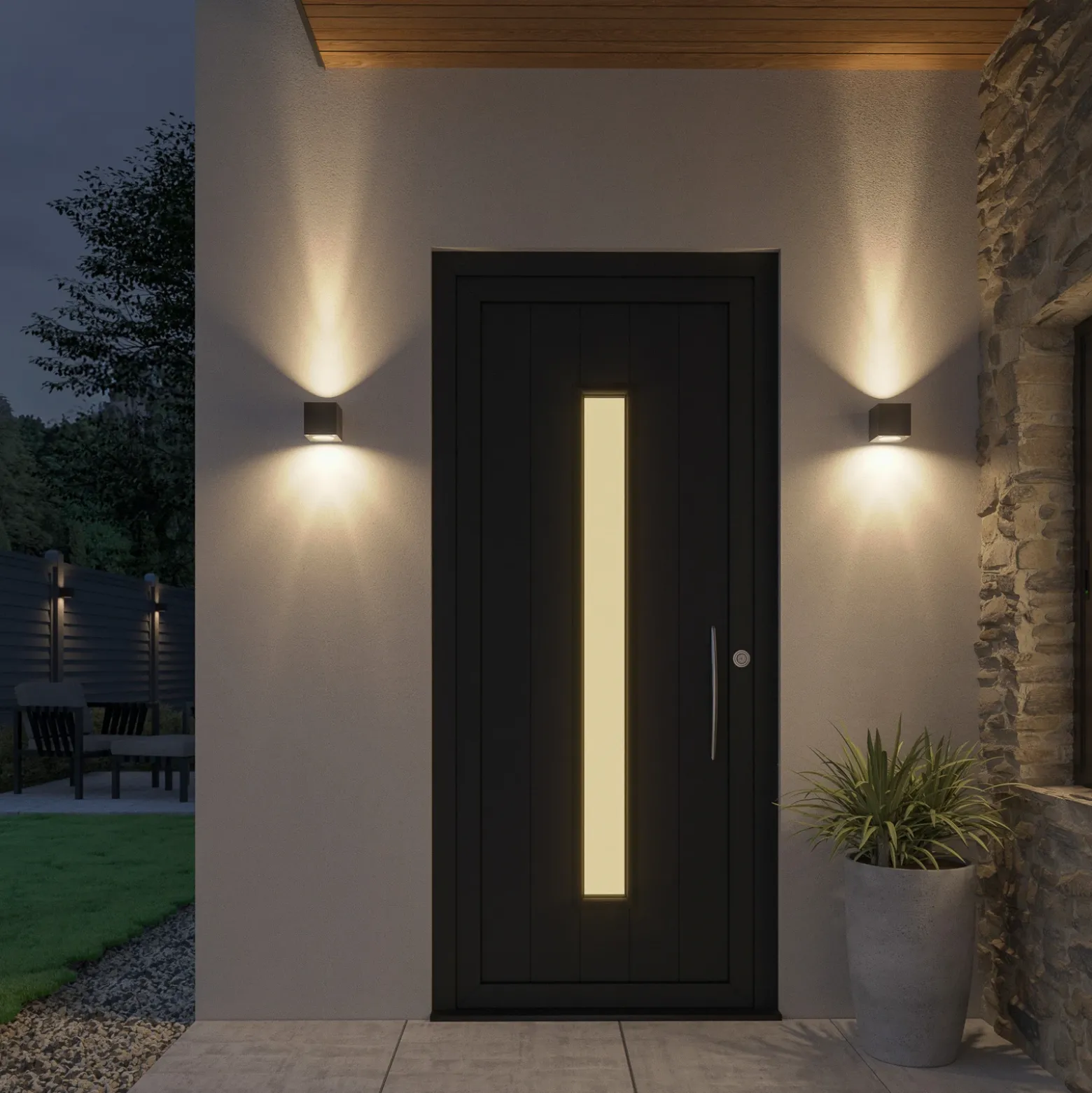 Lucande aplique LED para exterior Jarno, antracita, metal, 9 cm