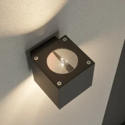 Lucande aplique LED para exterior Jarno, antracita, metal, 9 cm