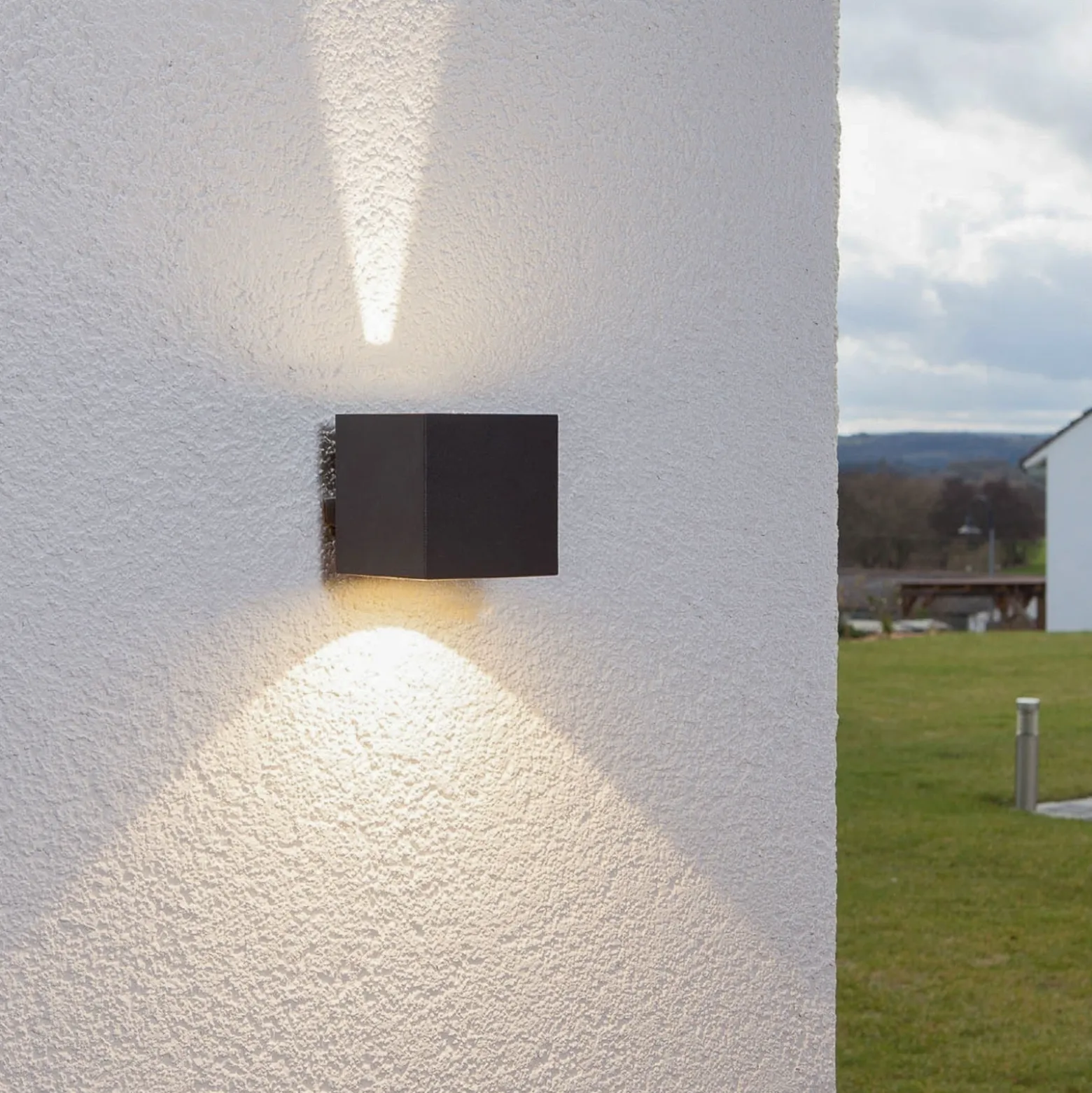 Lucande aplique LED para exterior Jarno, antracita, metal, 9 cm