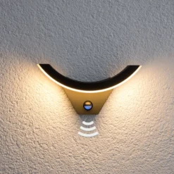 Lucande aplique LED para exterior Half, sensor, antracita, IP54