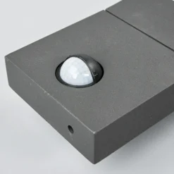 Lucande Aplique LED para exterior Juvia, sensor, 27 cm, gris, IP54