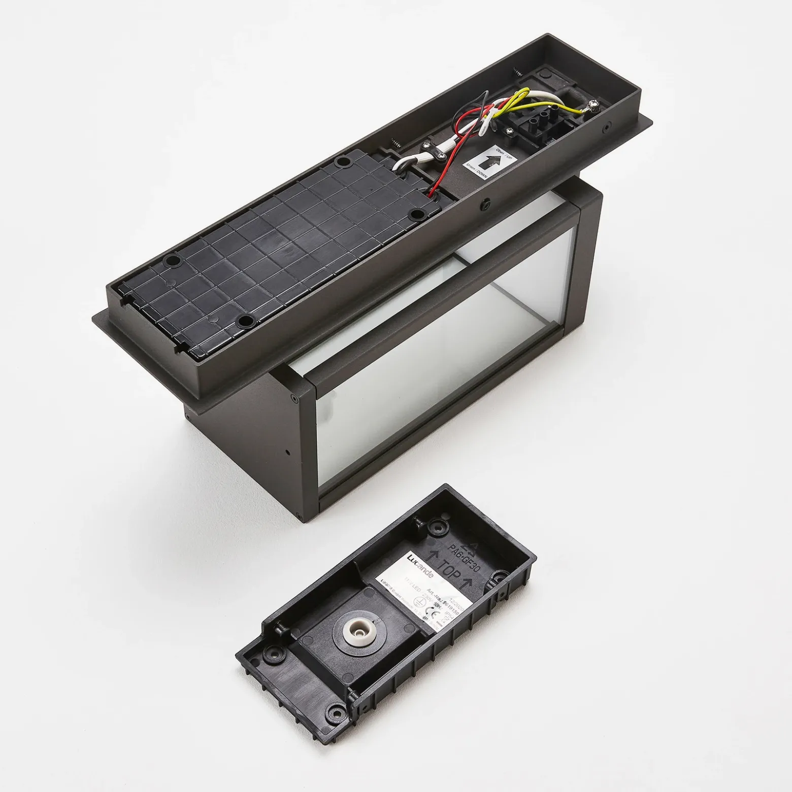 Lucande Aplique LED para exterior Ferdinand, set de 2, gris, 38 cm