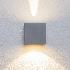 Lucande aplique LED para exterior Jarno, plateado, metal, 9 cm