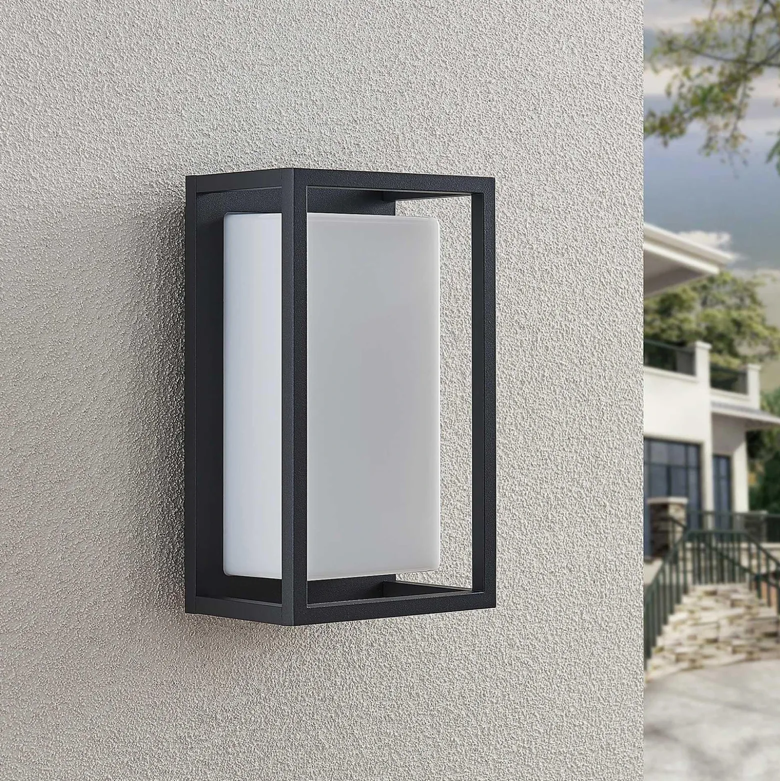 Lucande aplique LED para exterior Ilirian, antracita, aluminio, 15 cm