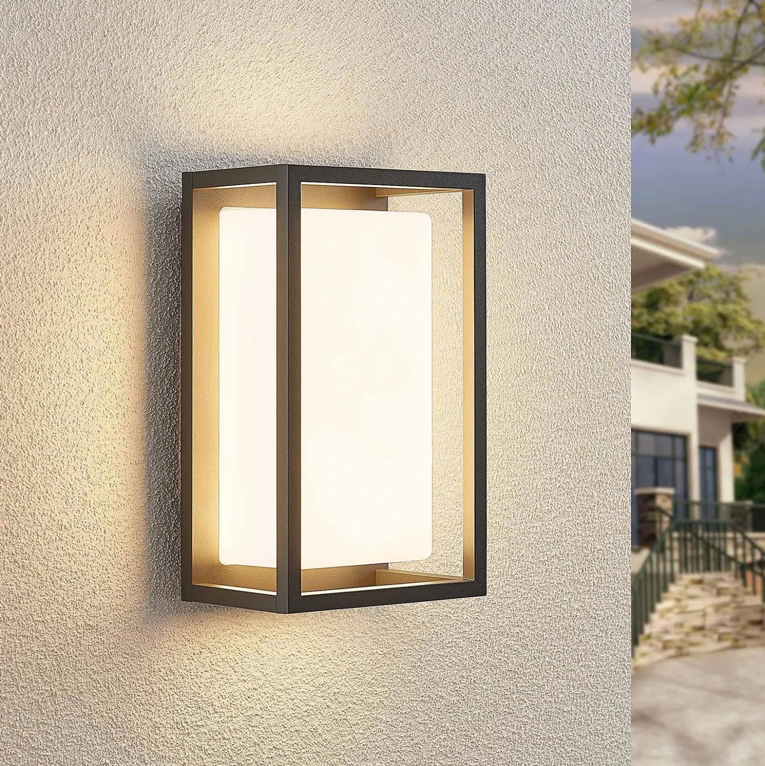 Lucande aplique LED para exterior Ilirian, antracita, aluminio, 15 cm