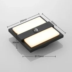 Lucande Aplique LED para exterior Gylfi, 20 cm, negro, sensor