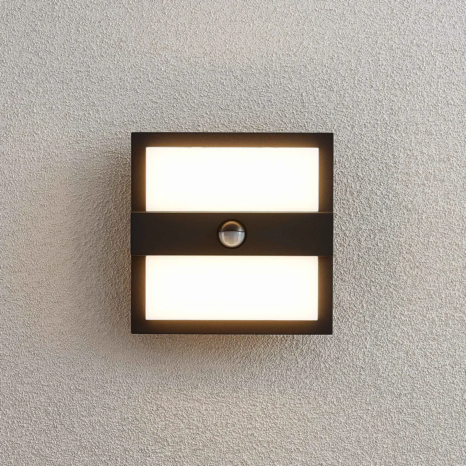 Lucande Aplique LED para exterior Gylfi, 20 cm, negro, sensor