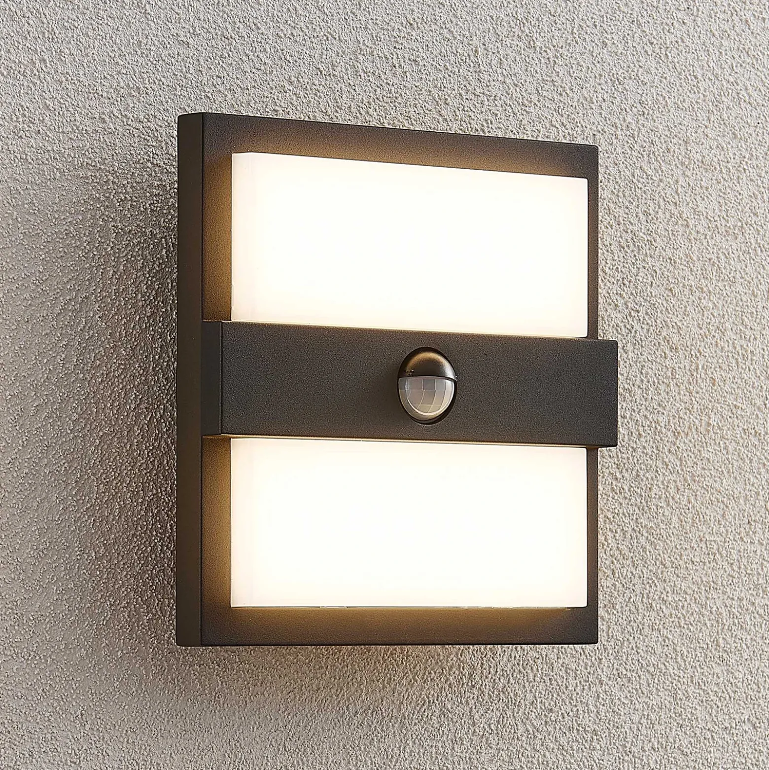 Lucande Aplique LED para exterior Gylfi, 20 cm, negro, sensor