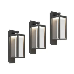 Lucande Aplique LED para exterior Ferdinand, set de 3, gris, 38 cm