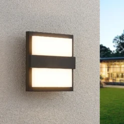 Lucande Aplique LED para exterior Gylfi, 20 cm, antracita, aluminio