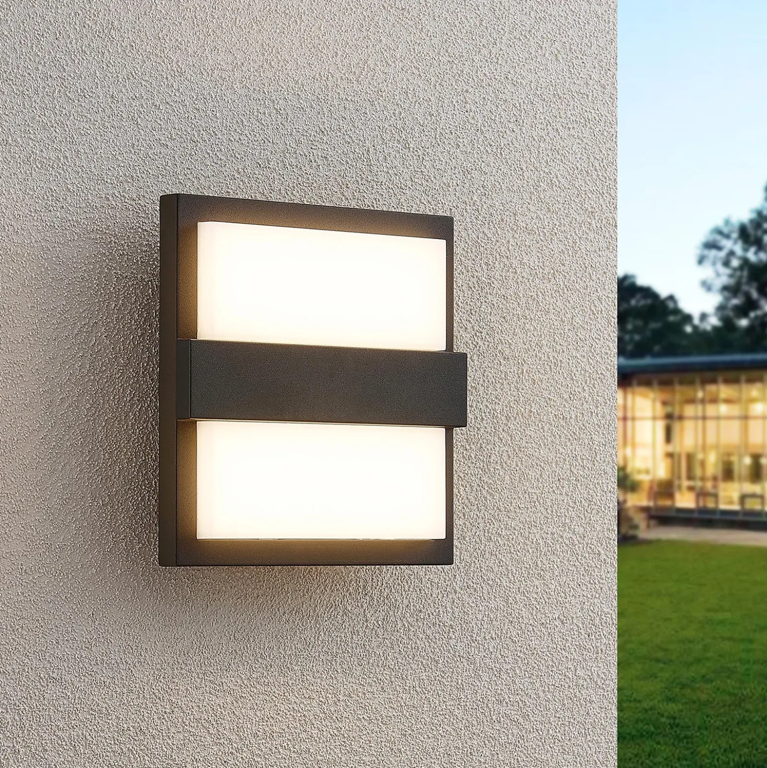 Lucande Aplique LED para exterior Gylfi, 20 cm, antracita, aluminio