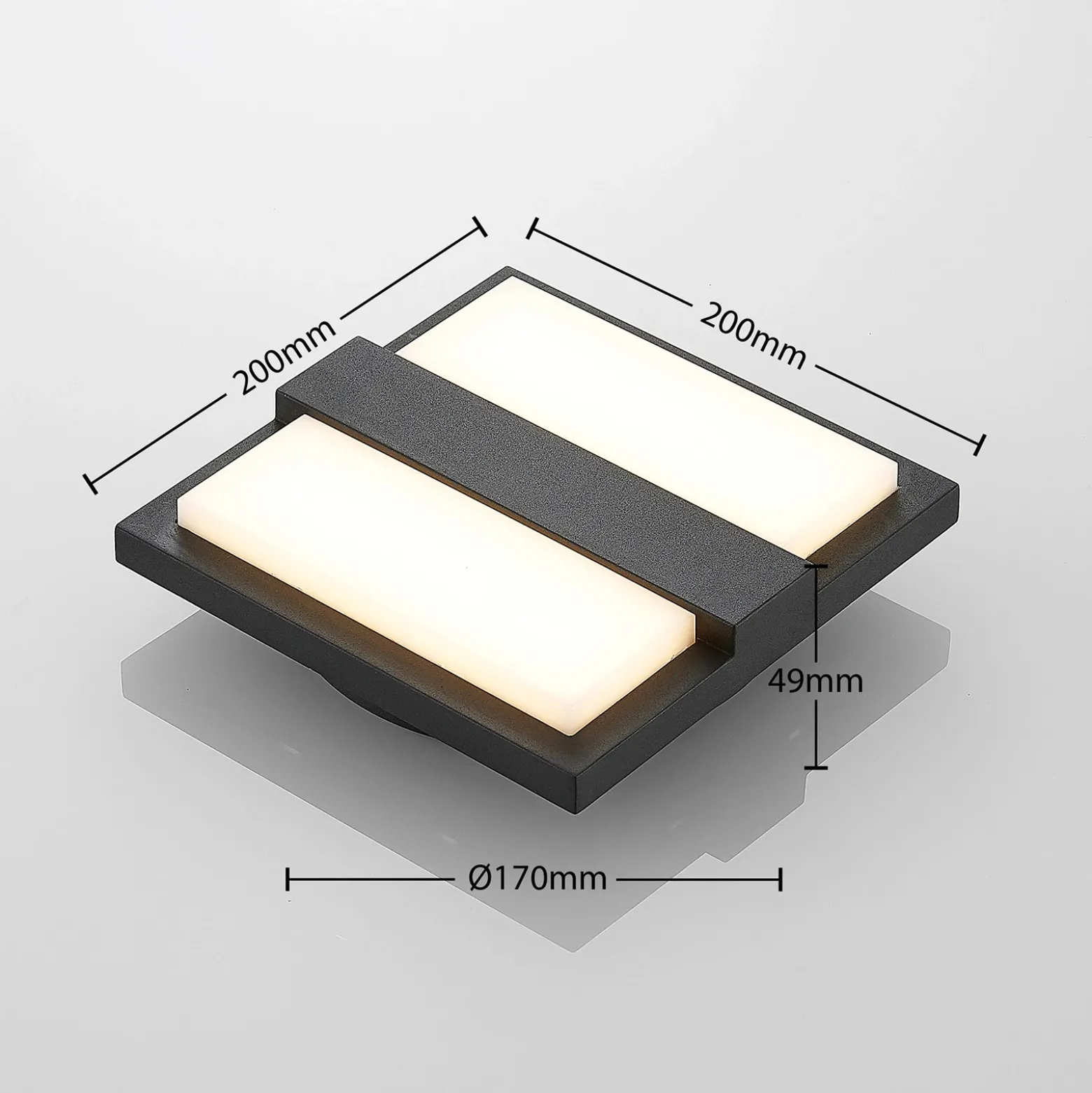 Lucande Aplique LED para exterior Gylfi, 20 cm, antracita, aluminio